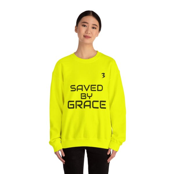 TripleBoss Saved by Grace Crewneck Sweatshirt, Inspirational Sweatshirt, Faith Sweatshirt, Unisex Sweatshirt, Casual Faith Apparel, Religious Gift