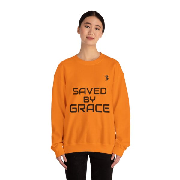 TripleBoss Saved by Grace Crewneck Sweatshirt, Inspirational Sweatshirt, Faith Sweatshirt, Unisex Sweatshirt, Casual Faith Apparel, Religious Gift