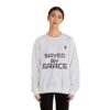 TripleBoss Saved by Grace Crewneck Sweatshirt, Inspirational Sweatshirt, Faith Sweatshirt, Unisex Sweatshirt, Casual Faith Apparel, Religious Gift
