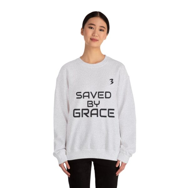 TripleBoss Saved by Grace Crewneck Sweatshirt, Inspirational Sweatshirt, Faith Sweatshirt, Unisex Sweatshirt, Casual Faith Apparel, Religious Gift