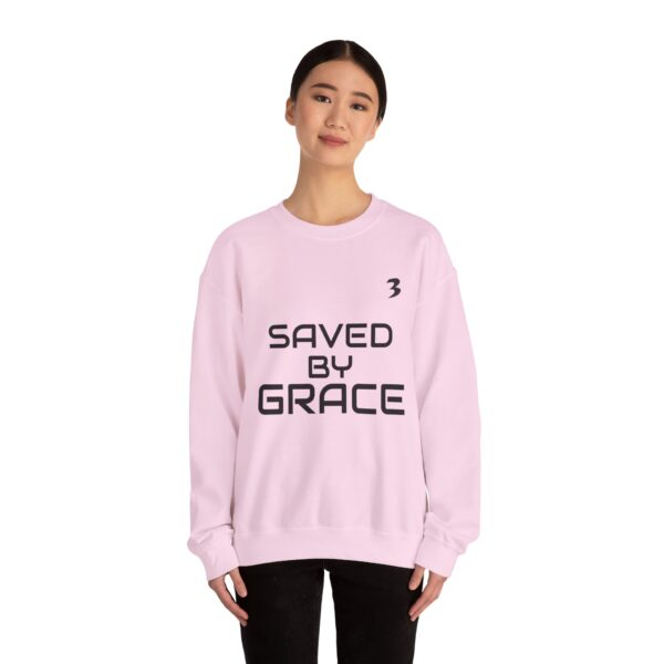 TripleBoss Saved by Grace Crewneck Sweatshirt, Inspirational Sweatshirt, Faith Sweatshirt, Unisex Sweatshirt, Casual Faith Apparel, Religious Gift